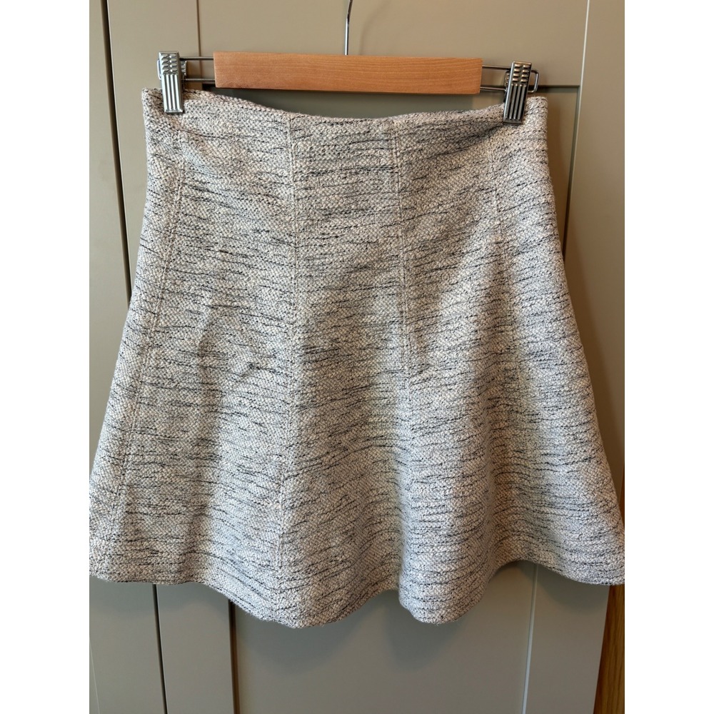 Ann Taylor Grey White Marled Tweed Tennis Knit A-Line Skirt Twee Academia Small